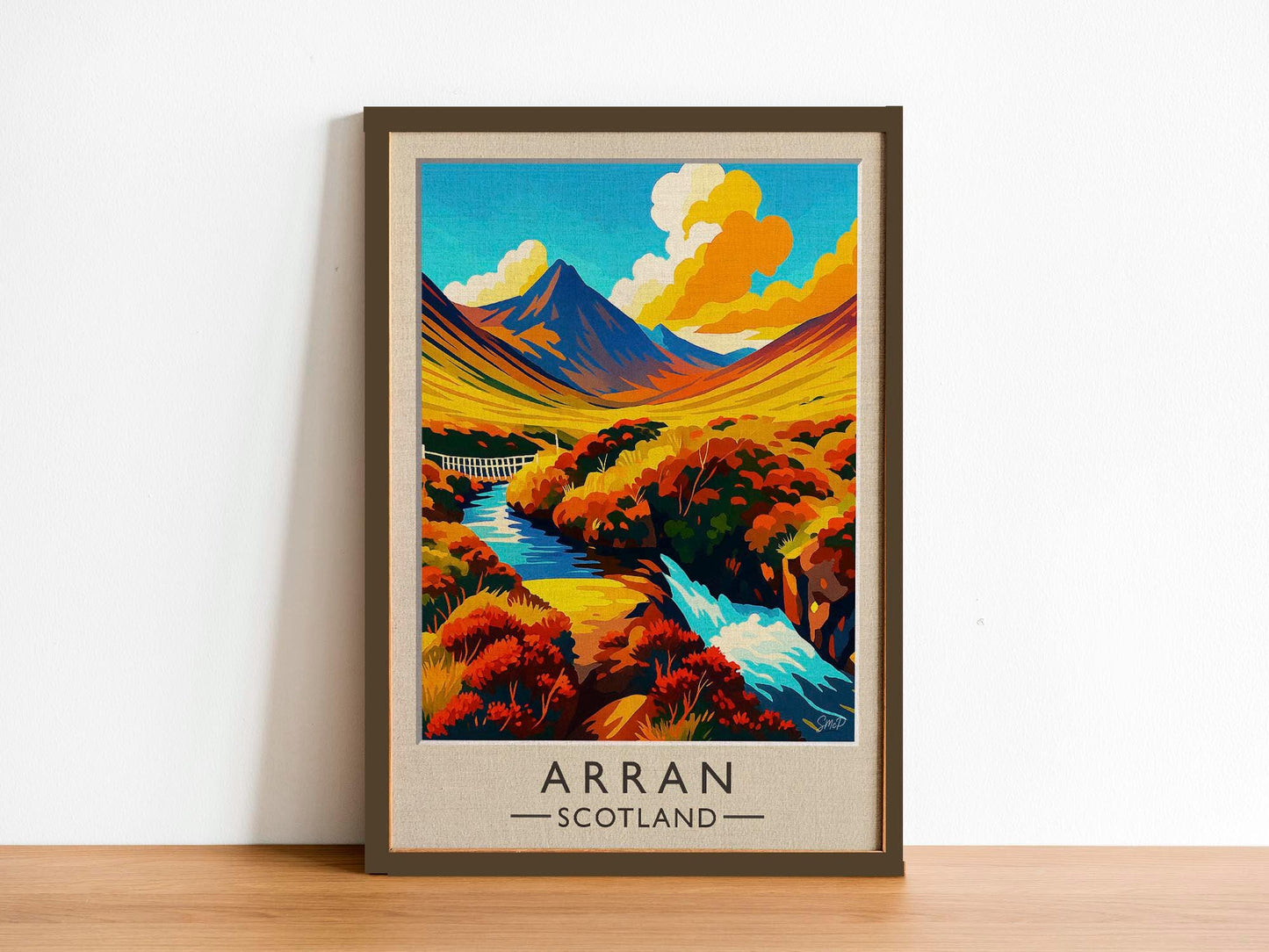 Isle of Arran Vintage Travel Poster – Scotland Highland Art, Mid-Century Style Print