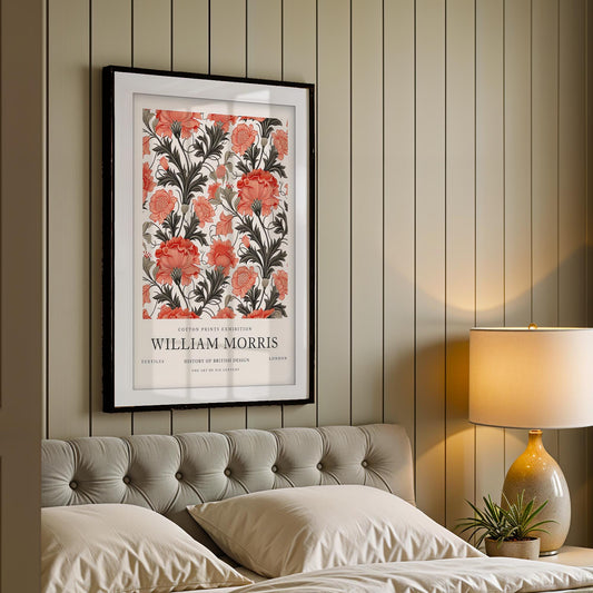 William Morris Art Print, Victoria and Albert Museum Poster, Cotton Print Exhibition Wall Art, Floral Arts and Crafts Decor, Framed Print