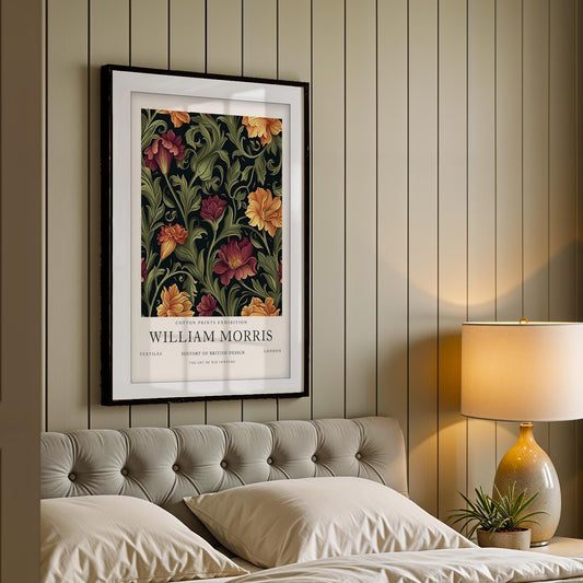 William Morris Poppy Art Print, History of British Design Poster, Red Acanthus Wall Art, Vintage Botanical Decor, London Museum Print