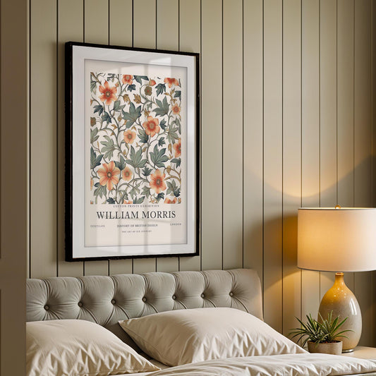William Morris Floral Art Print, History of British Design Poster, Blue Acanthus Wall Art, Museum Poster, South Kensington Exhibition Decor