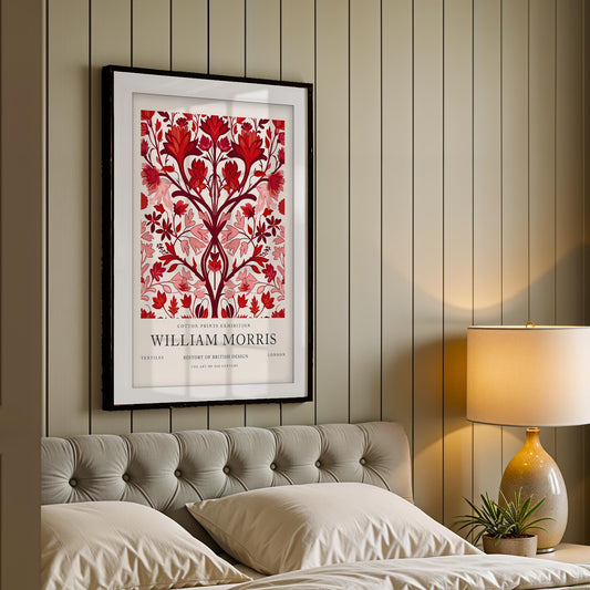 William Morris Peony Art Print, History of British Design Poster, Peach Floral Wall Art, Giclee Museum Poster, South Kensington London Decor