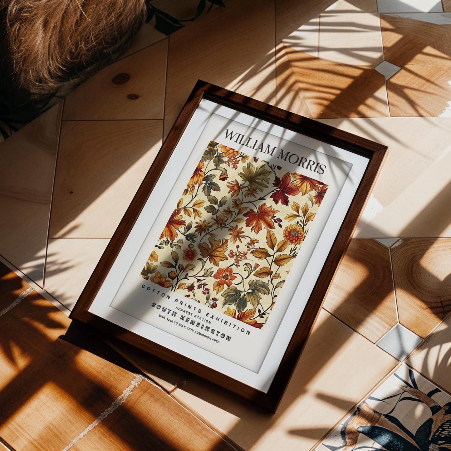 William Morris Framed Wall Art, South Kensington Autumnal Floral Cotton Print Poster, Arts and Crafts Botanical Decor, British Design