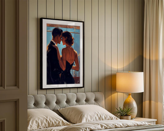 Jacque Goodnight Print | Vintage City Skyline Decor | Cinematic Couple Wall Art | Anniversary Gift | Bedroom Wall Decor