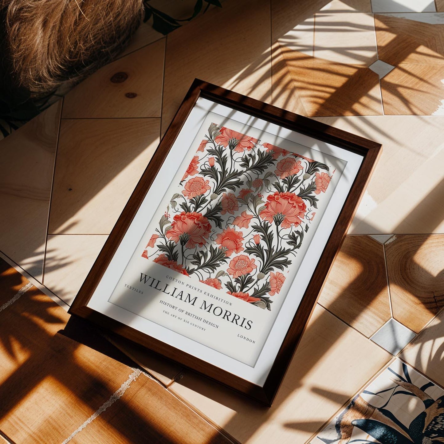 William Morris Art Print, Victoria and Albert Museum Poster, Cotton Print Exhibition Wall Art, Floral Arts and Crafts Decor, Framed Print