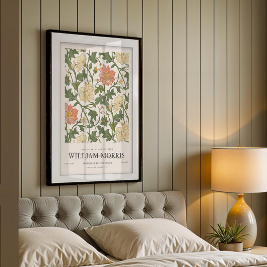 William Morris Honeysuckle Art Print, V&A Museum Exhibition Poster, Arts and Crafts Flower Wall Art, Giclee Paper Print, Framed Art Poster