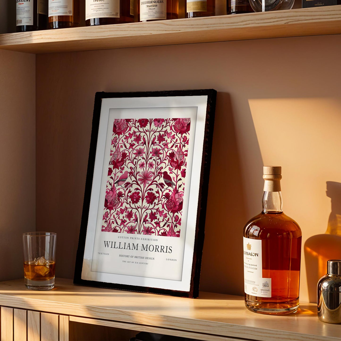 William Morris Strawberry Thief Print, V&A Museum Exhibition Poster, Arts and Crafts Flower Wall Art, Giclee Paper Print, Framed Art Poster