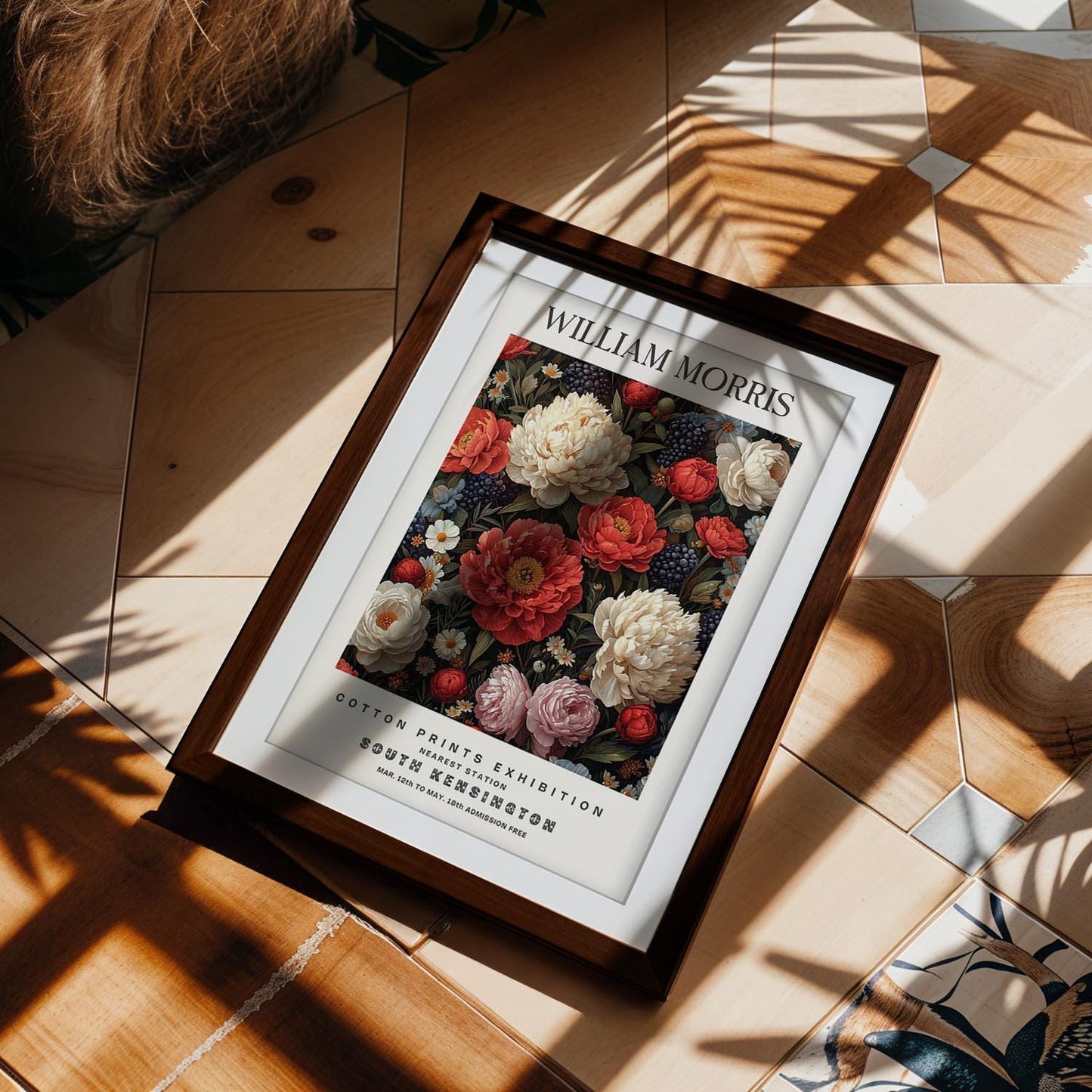 William Morris Chrysanthemum Print, V&A Museum Exhibition Poster, Dark Floral Wall Art, Giclee Paper Print, Arts and Crafts Framed Poster