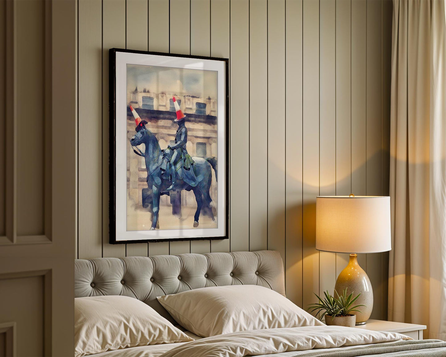 Duke of Wellington Statue Print | Traffic Cone Glasgow Art | Watercolour Scottish Decor