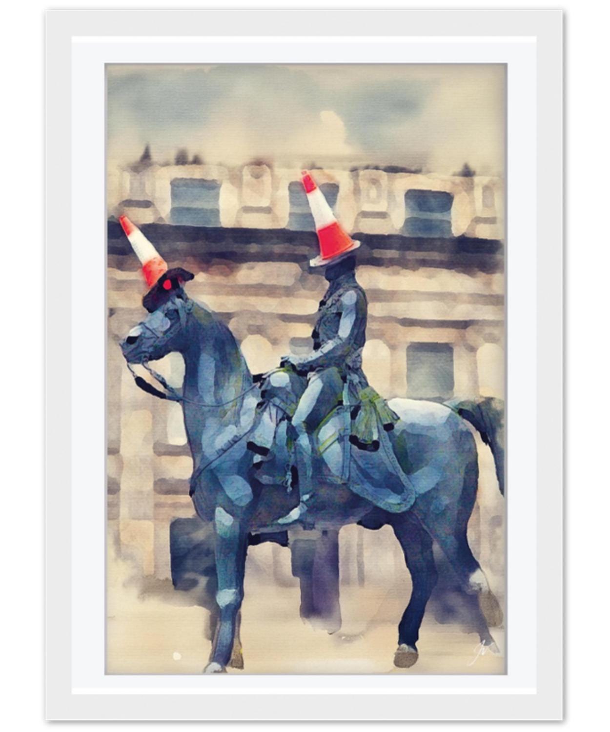 Duke of Wellington Statue Print | Traffic Cone Glasgow Art | Watercolour Scottish Decor