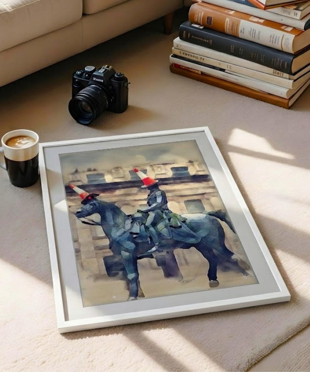 Duke of Wellington Statue Print | Traffic Cone Glasgow Art | Watercolour Scottish Decor