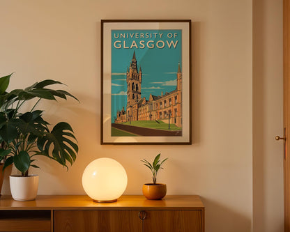 University of Glasgow Vintage Poster | Gilbert Scott Building Architecture Print