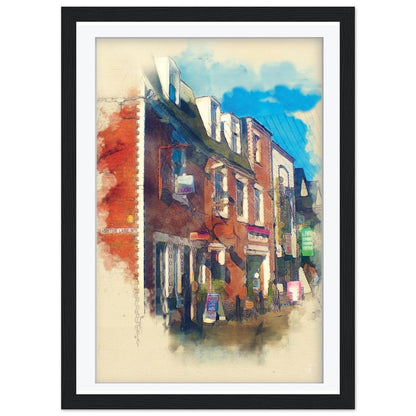 Ashton Lane Glasgow Art Print | West End Watercolour Wall Decor | Framed Scottish Cityscape Gift