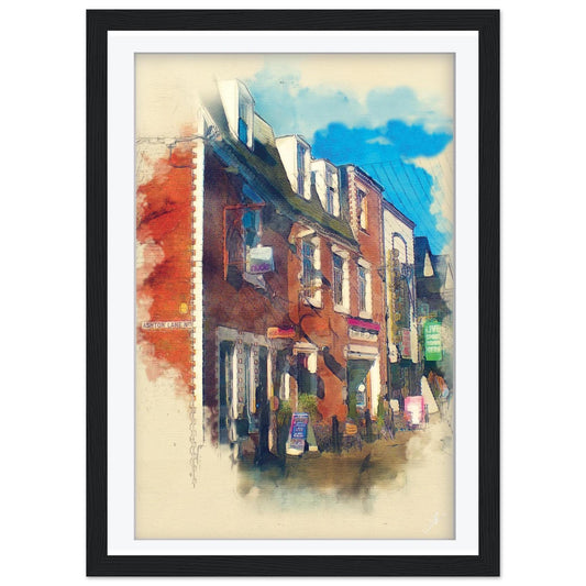 Ashton Lane Glasgow Art Print | West End Watercolour Wall Decor | Framed Scottish Cityscape Gift