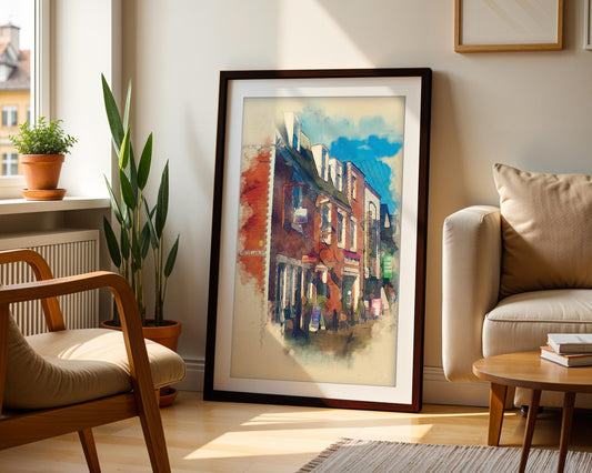 Ashton Lane Glasgow Art Print | West End Watercolour Wall Decor | Framed Scottish Cityscape Gift