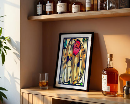 Mackintosh Rose Art Nouveau Print, Glasgow Style Watercolor Wall Art