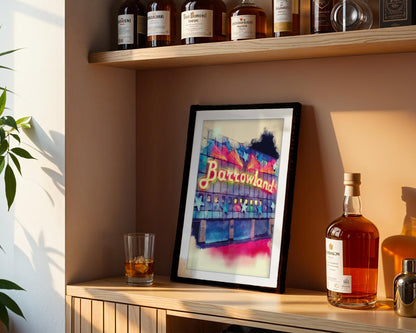 Barrowland Ballroom Glasgow Watercolour Print – Iconic Neon Stars Venue Art
