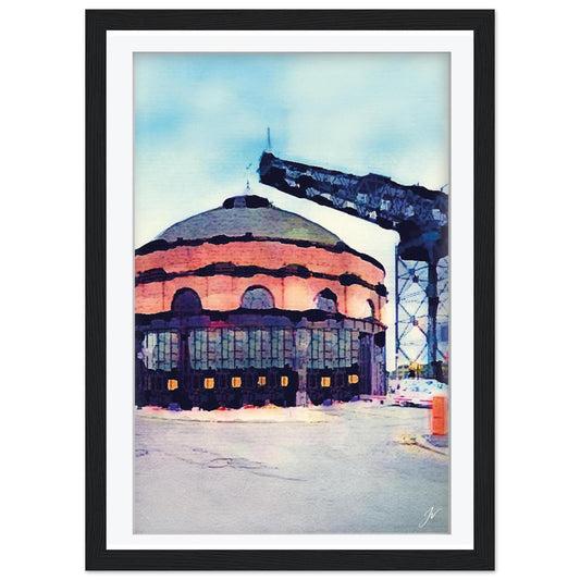 Glasgow Finnieston Crane North Rotunda Art Print – Industrial Scotland Watercolor Waterfront Decor