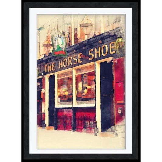 Horse Shoe Bar Glasgow Print – Historic Pub Watercolour Art, Scottish Heritage Wall Decor