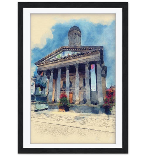 Glasgow MoMA Watercolour Print, Royal Exchange Square Cityscape Wall Art