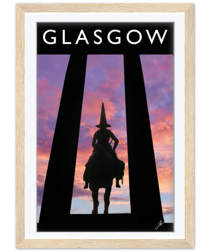 Glasgow Duke Wellington Statue Print, Colorful Sunset Cityscape, Scotland Home Decor