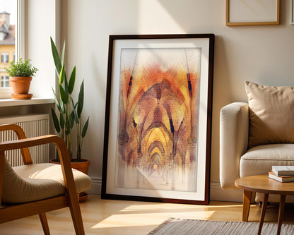 University of Glasgow Cloisters Watercolor Print, Gothic Arches Wall Art, Scottish Alumnus Decor