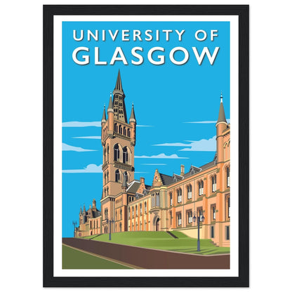 University of Glasgow Vintage Poster | Gilbert Scott Building Architecture Print