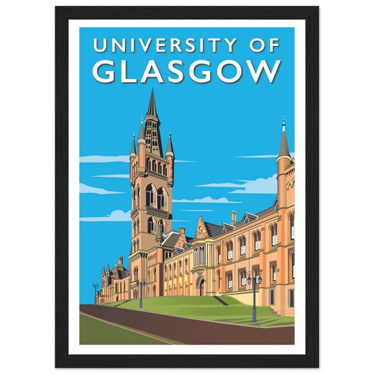 University of Glasgow Vintage Poster | Gilbert Scott Building Architecture Print