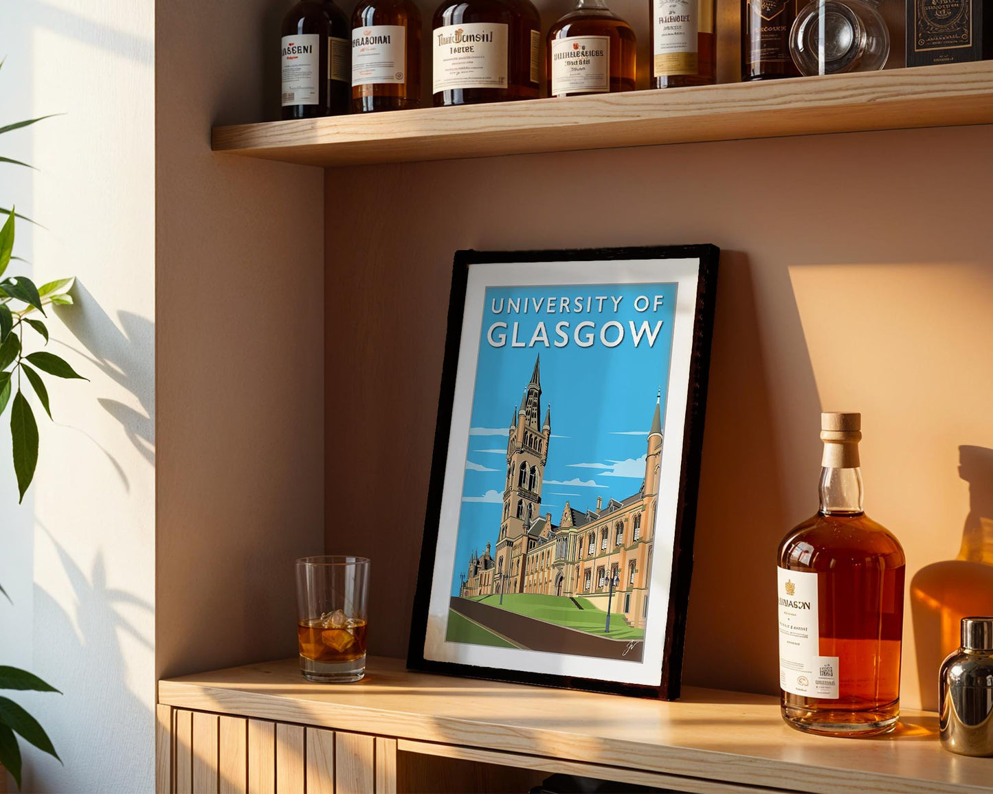 University of Glasgow Vintage Poster | Gilbert Scott Building Architecture Print