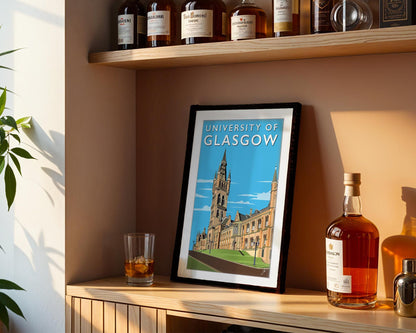 University of Glasgow Vintage Poster | Gilbert Scott Building Architecture Print