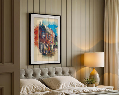 Ashton Lane Glasgow Art Print | West End Watercolour Wall Decor | Framed Scottish Cityscape Gift
