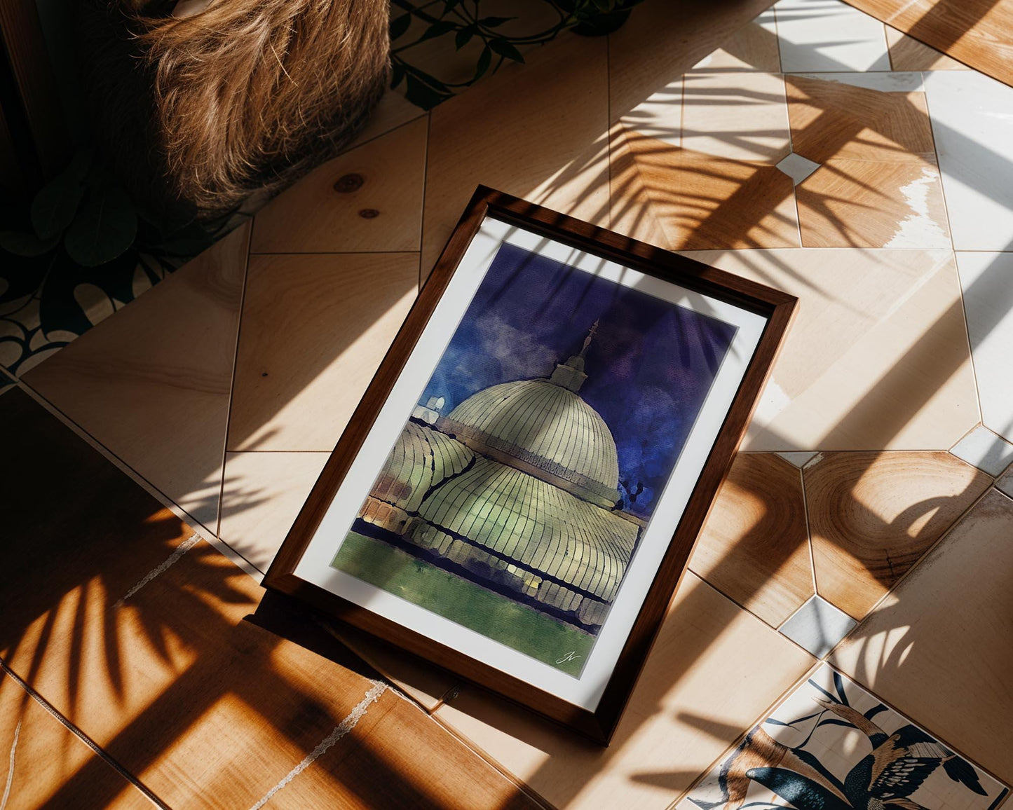 Kibble Palace Glasshouse Watercolor Print, Glasgow Botanic Gardens Night Art