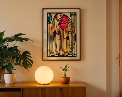 Mackintosh Rose Art Nouveau Print, Glasgow Style Watercolor Wall Art