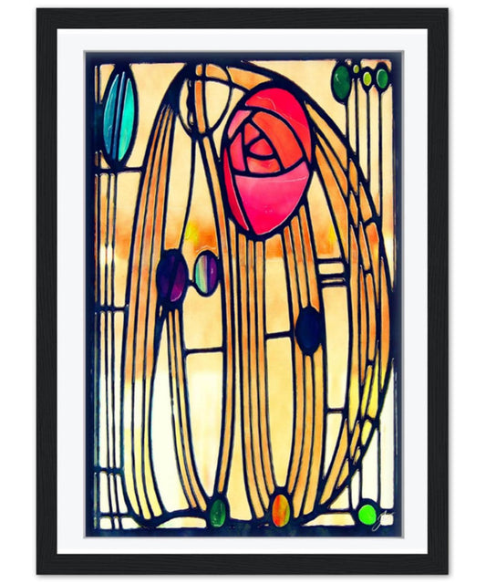 Mackintosh Rose Art Nouveau Print, Glasgow Style Watercolor Wall Art