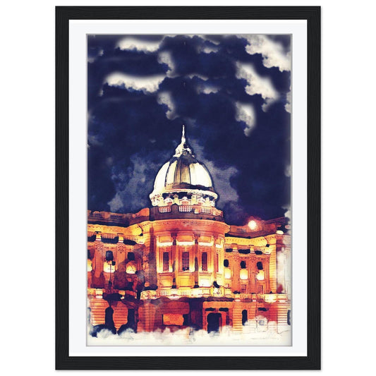 Mitchell Library Night Watercolor Print – Glasgow Landmark Wall Art (Multiple Sizes)