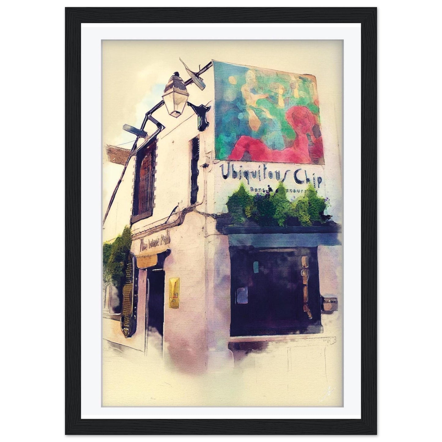 Ubiquitous Chip Glasgow Art Print | Iconic West End Ashton Lane Watercolor Wall Art