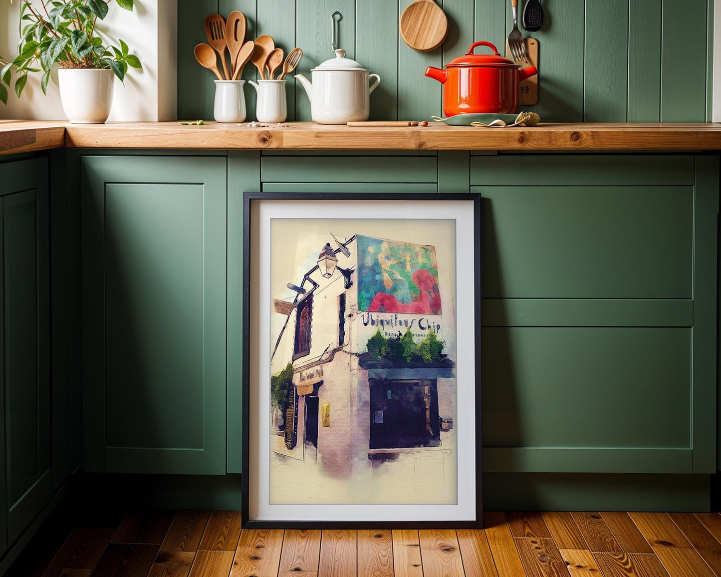 Ubiquitous Chip Glasgow Art Print | Iconic West End Ashton Lane Watercolor Wall Art