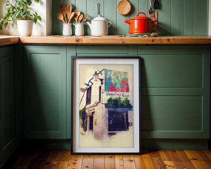 Ubiquitous Chip Glasgow Art Print | Iconic West End Ashton Lane Watercolor Wall Art