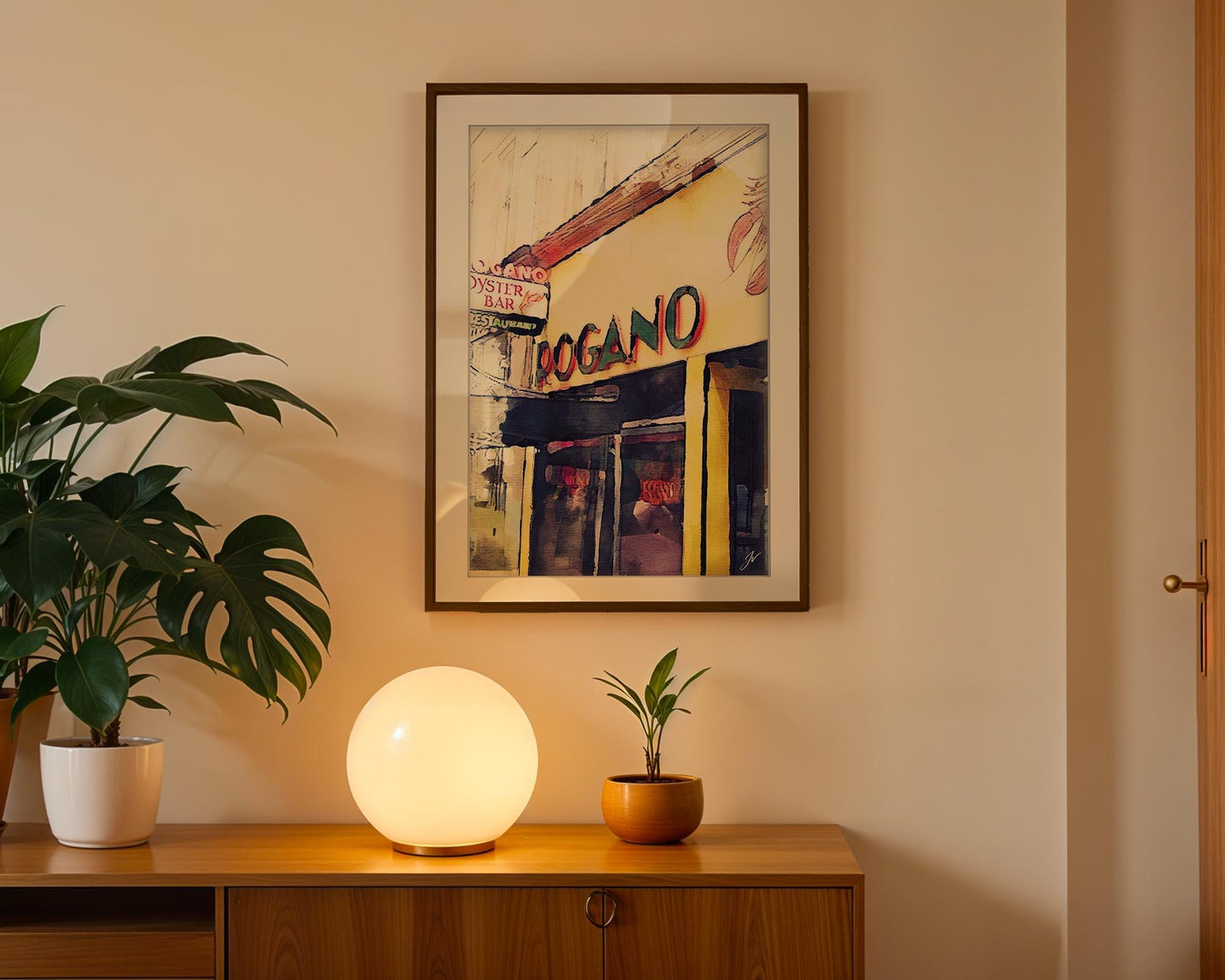Rogano Glasgow Art Deco Oyster Bar Watercolour Print – Vibrant Wall Art