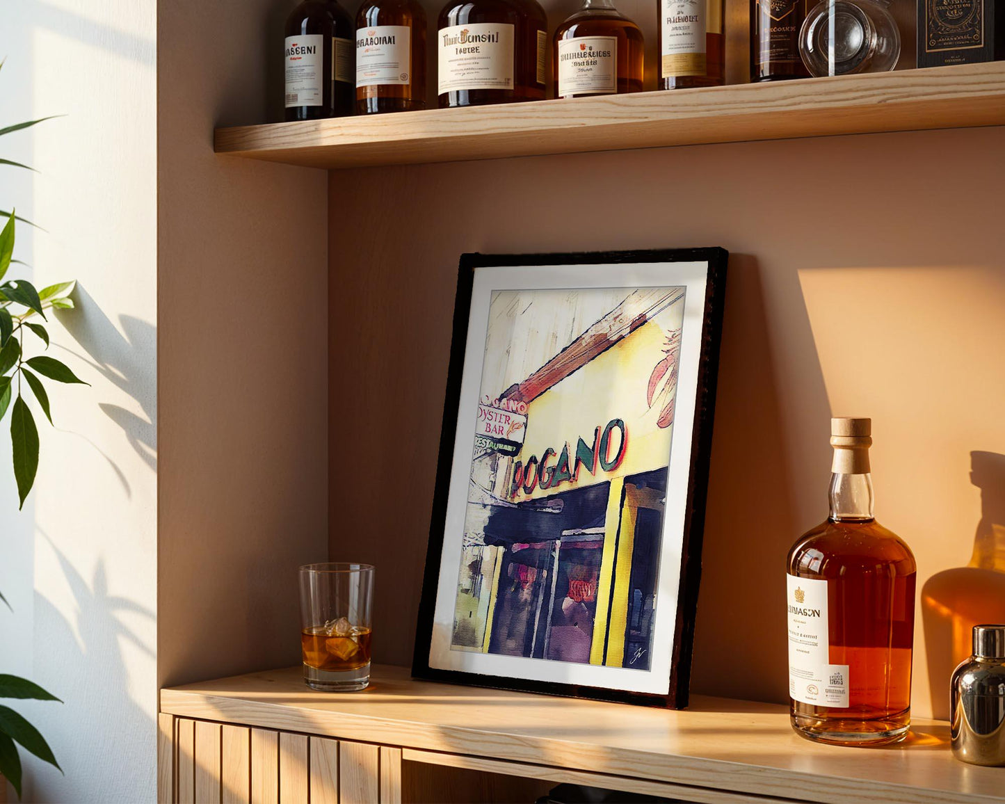 Rogano Glasgow Art Deco Oyster Bar Watercolour Print – Vibrant Wall Art