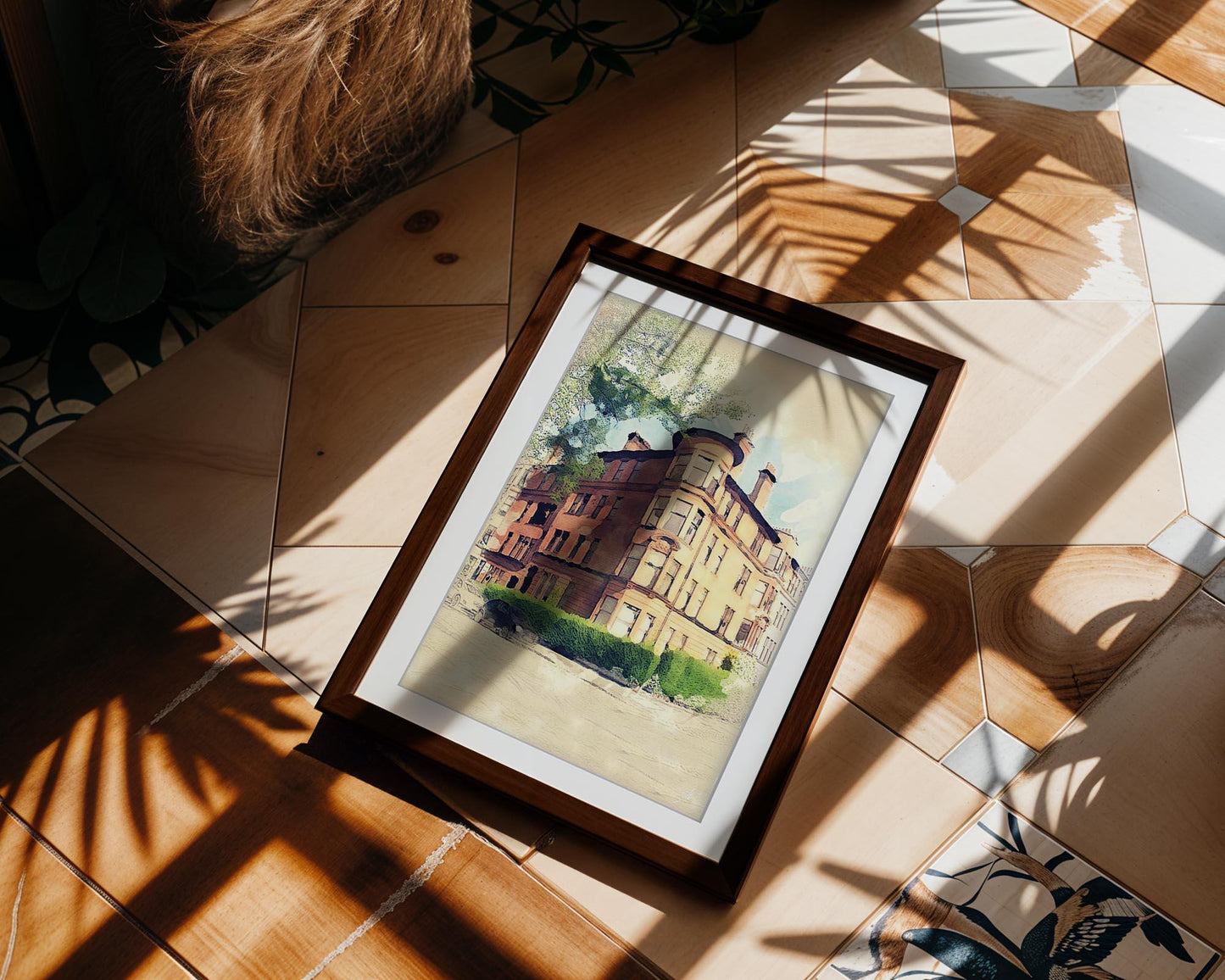 Glasgow Tenement Watercolor Print, Red Sandstone Architecture, Scottish Home Decor