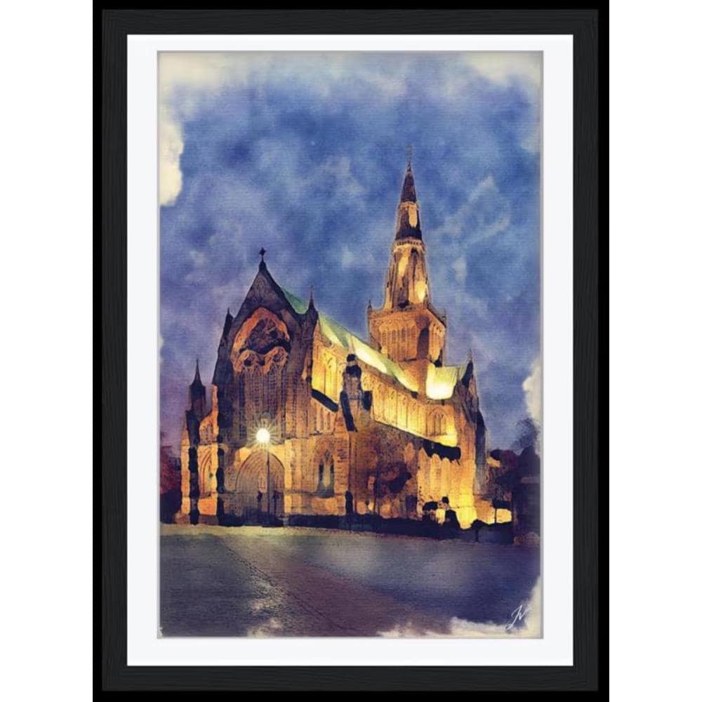 Glasgow Cathedral Watercolor Print, St Mungo's Gothic Scotland Art, Framed Architectural Decor