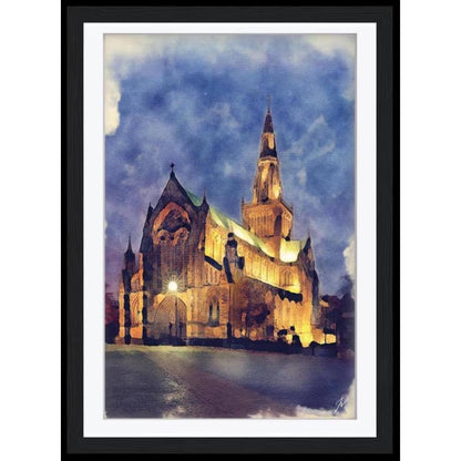 Glasgow Cathedral Watercolor Print, St Mungo's Gothic Scotland Art, Framed Architectural Decor