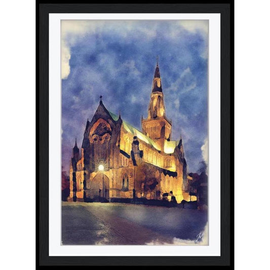 Glasgow Cathedral Watercolor Print, St Mungo's Gothic Scotland Art, Framed Architectural Decor