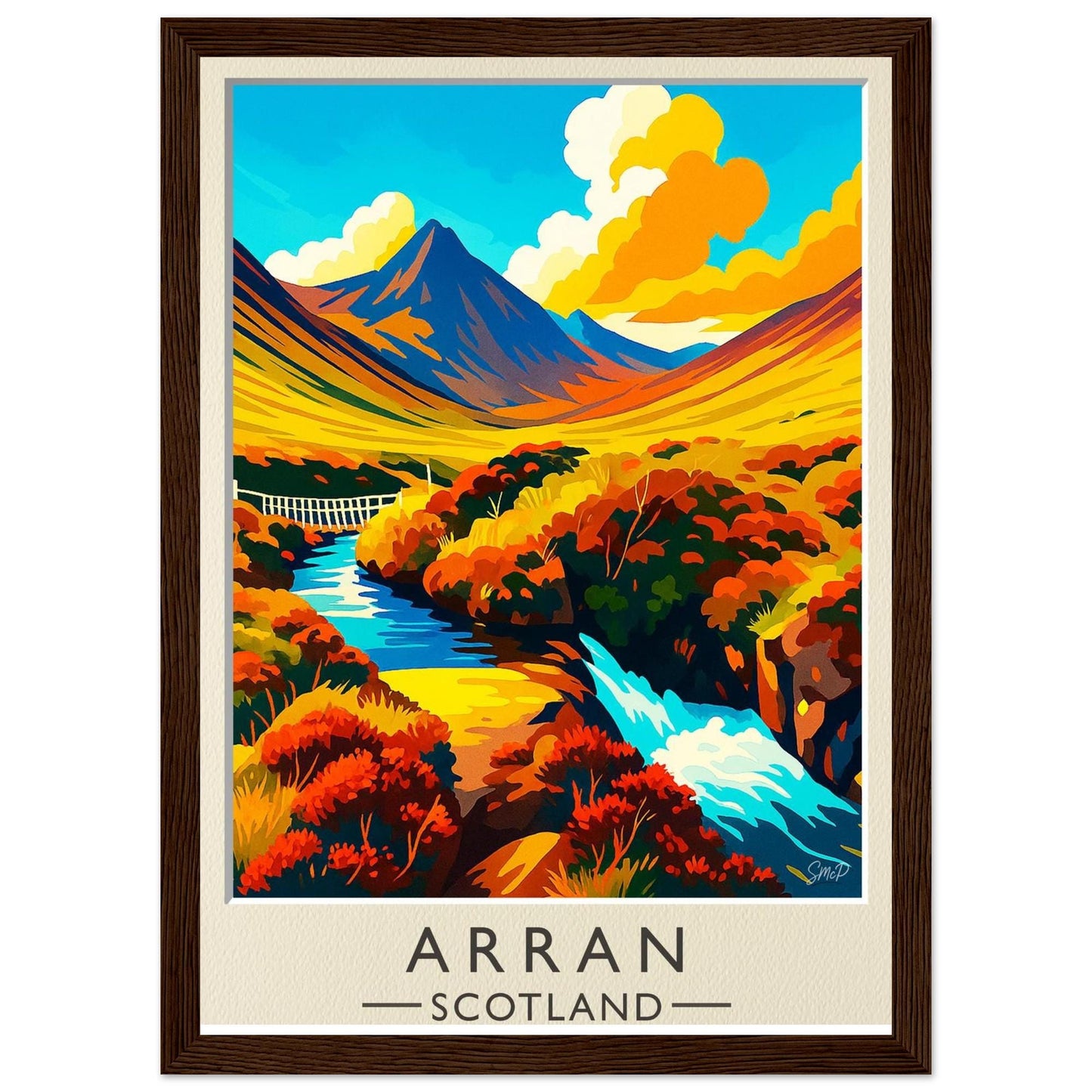 Isle of Arran Vintage Travel Poster – Scotland Highland Art, Mid-Century Style Print