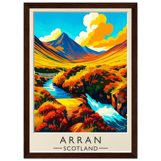 Isle of Arran Vintage Travel Poster – Scotland Highland Art, Mid-Century Style Print