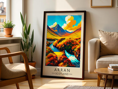 Isle of Arran Vintage Travel Poster – Scotland Highland Art, Mid-Century Style Print