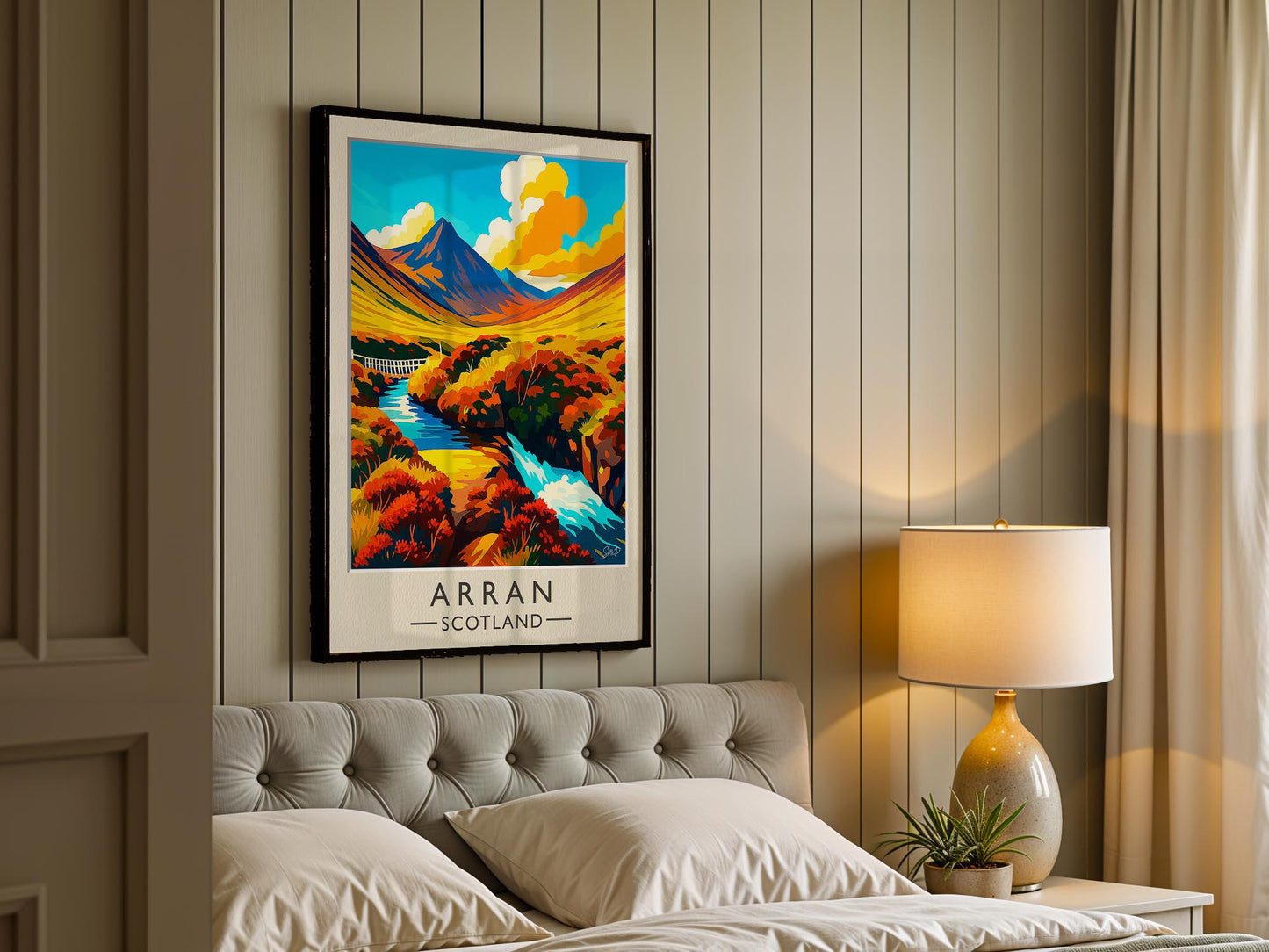 Isle of Arran Vintage Travel Poster – Scotland Highland Art, Mid-Century Style Print