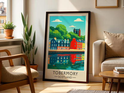 Impression Tobermory Écosse Port – Affiche de voyage rétro du milieu du siècle