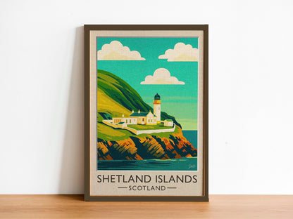 Impression Phare des îles Shetland – Art mural rétro Sumburgh Head Écosse