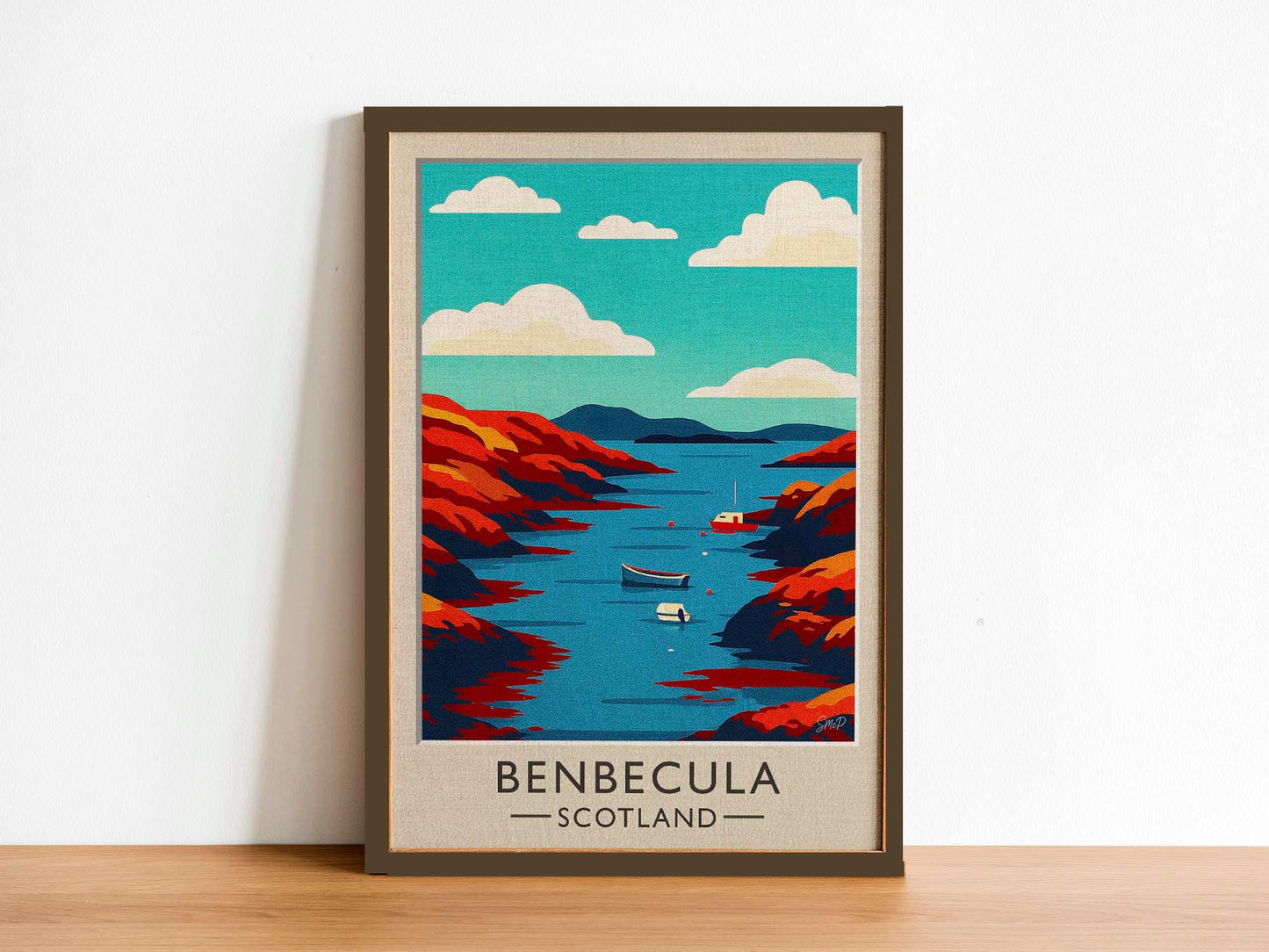 Benbecula Scotland Vintage Travel Poster – Mid-Century Hebrides Coastal Art Print